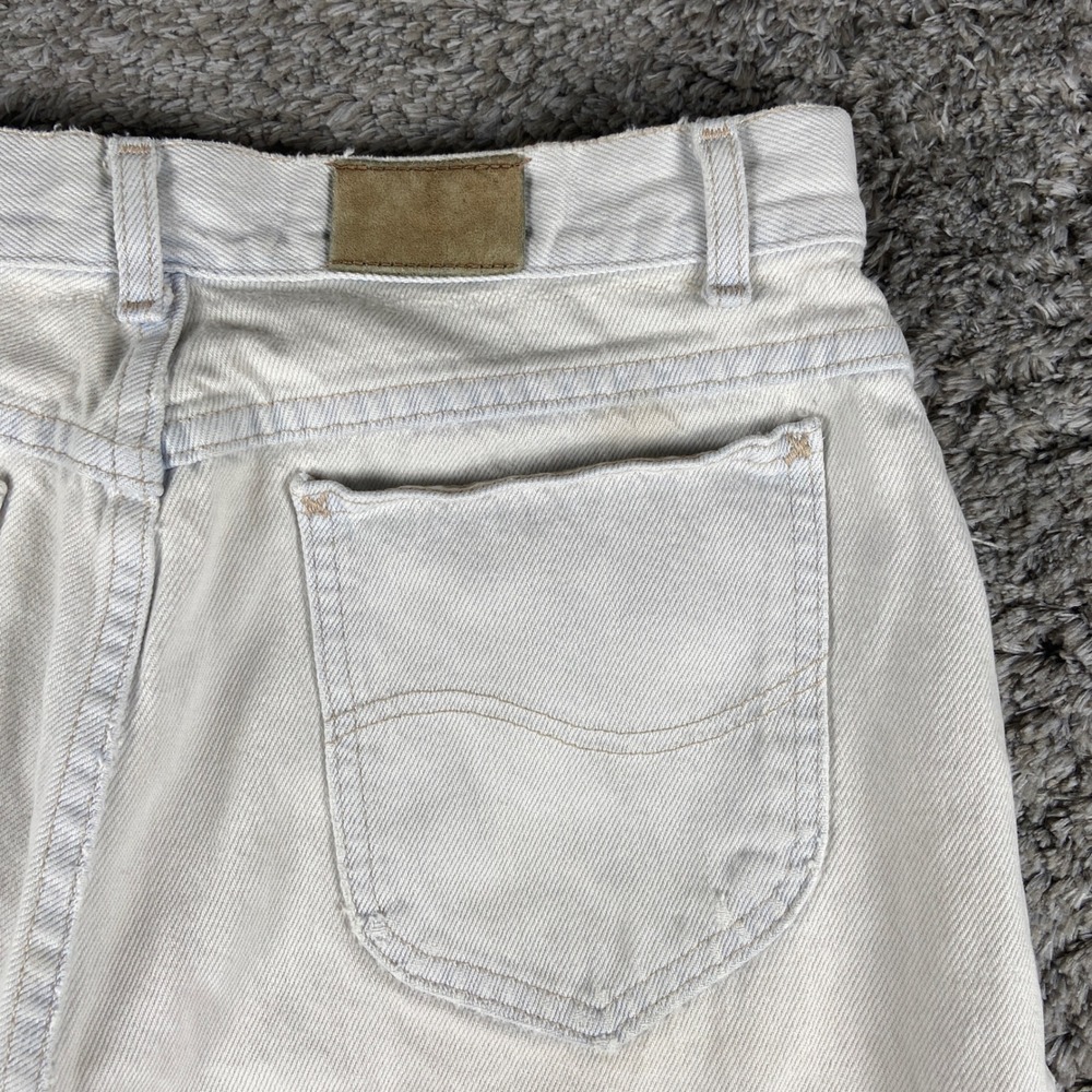 Vintage Lee Denim Shorts Womens 16 Med White High Rise Mom Jean Shorts 90s USA